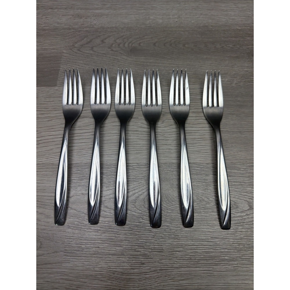 Lot Of 6 VTG International Silver Company Stainless Dinner Forks USA Made